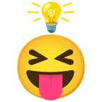 lampadina + faccina che strizza gli occhi e mostra la lingua