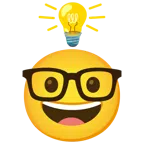 lâmpada + rosto de nerd