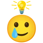 lampadina + faccina sorridente con lacrima