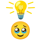 lampadina + faccina che trattiene le lacrime