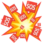 Zusammenstoß + SOS-Zeichen
