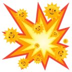 Zusammenstoß + Sonne mit Gesicht