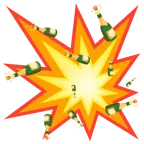 Zusammenstoß + Flasche mit knallendem Korken