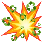 Zusammenstoß + Recycling-Symbol
