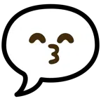Sprechblase mit drei Punkten + küssendes Gesicht mit lächelnden Augen