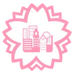 Blumenstempel + Sonnenuntergang in der Stadt