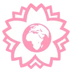 Blumenstempel + Globus mit Europa und Afrika