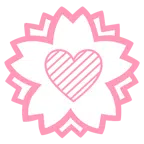 Blumenstempel + lila Herz