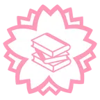Blumenstempel + Bücherstapel