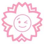 Blumenstempel + zwinkerndes Gesicht