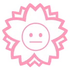 Blumenstempel + neutrales Gesicht
