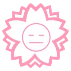 Blumenstempel + ausdrucksloses Gesicht