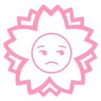 Blumenstempel + verstimmtes Gesicht