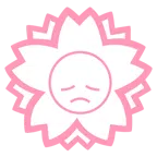 Blumenstempel + enttäuschtes Gesicht