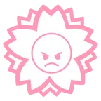 Blumenstempel + verärgertes Gesicht