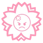 Blumenstempel + schmollendes Gesicht