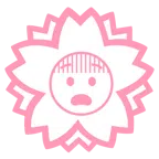 Blumenstempel + ängstliches Gesicht