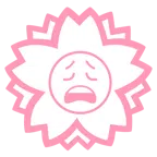 Blumenstempel + erschöpftes Gesicht