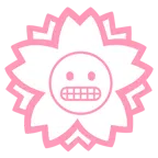 Blumenstempel + Grimassen schneidendes Gesicht