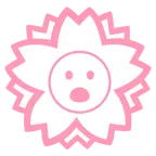 Blumenstempel + Gesicht mit offenem Mund