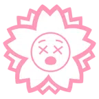 Blumenstempel + benommenes Gesicht