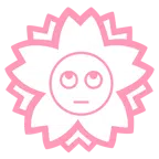 Blumenstempel + Augen verdrehendes Gesicht