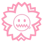 Blumenstempel + Gesicht mit Reißverschlussmund