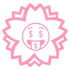 Blumenstempel + Gesicht mit Dollarzeichen