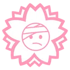Blumenstempel + Gesicht mit Kopfverband