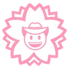 Blumenstempel + Gesicht mit Cowboyhut