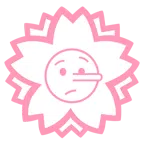 Blumenstempel + lügendes Gesicht