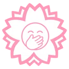 Blumenstempel + verlegen kicherndes Gesicht