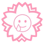 Blumenstempel + lachendes Gesicht mit Träne