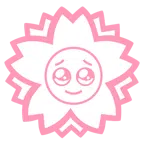 Blumenstempel + Gesicht, das Tränen zurückhält