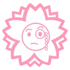 Blumenstempel + Gesicht mit Monokel