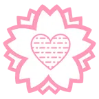 Blumenstempel + hellblaues Herz