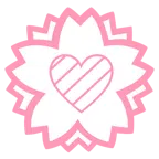 Blumenstempel + pinkes Herz