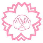 Blumenstempel + Gesicht mit durch die Finger linsendem Auge