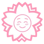 Blumenstempel + lächelndes Gesicht