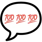 100 Punkte + Sprechblase mit drei Punkten