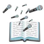 หนังสือ + ไมโครโฟน