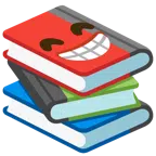libri + faccina raggiante con occhi felici