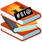 libri + faccina con simboli sulla bocca