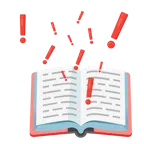 หนังสือ + เครื่องหมายอัศเจรีย์สีแดง
