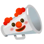 Megafon + Clown-Gesicht