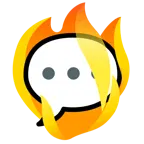 Feuer + Sprechblase mit drei Punkten