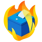 Feuer + Urne mit Wahlzettel