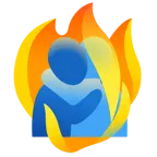 Feuer + sich umarmende Personen