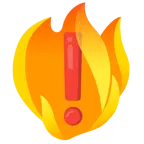 Feuer + rotes Ausrufezeichen