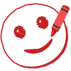 pastello a cera + faccina con sorriso accennato